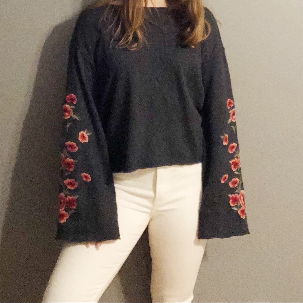 Floral Bell Sleeve Sweater